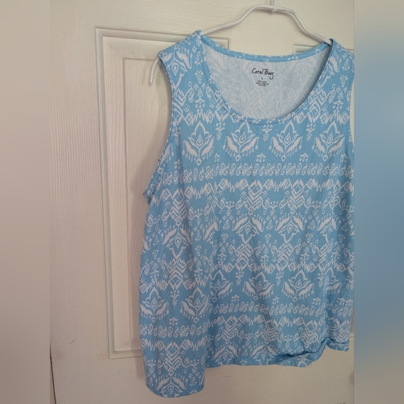 Coral Bay Women's Blue Patterned Tank Top Size Large (EUC) - Picture 5 of 8